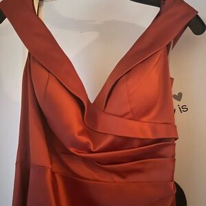 Orange Ruched Wrap Sheath Dress